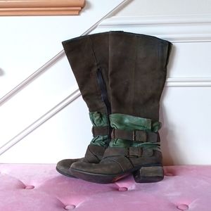 Boutique 9 Olive Green Suede Boots, size 7.5